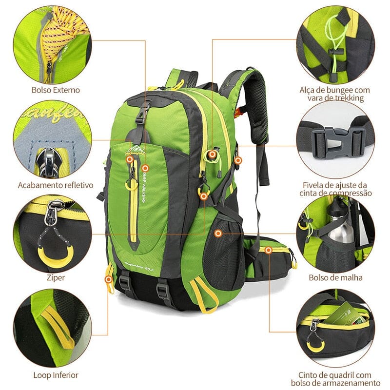 Mochila Camping Impermeável 40L - Desportivo Trekking - PescaAqui