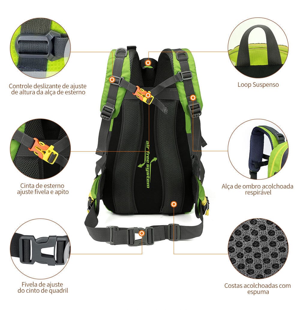 Mochila Camping Impermeável 40L - Desportivo Trekking - PescaAqui