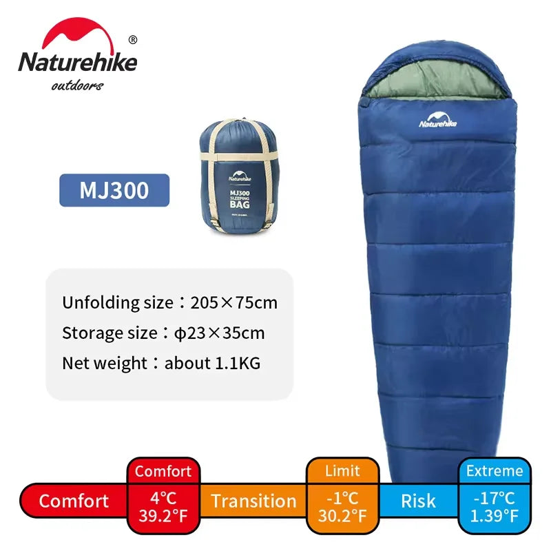 Saco de Dormir Camping ao Ar Livre Naturehike MJ300 -1℃ - PescaAqui