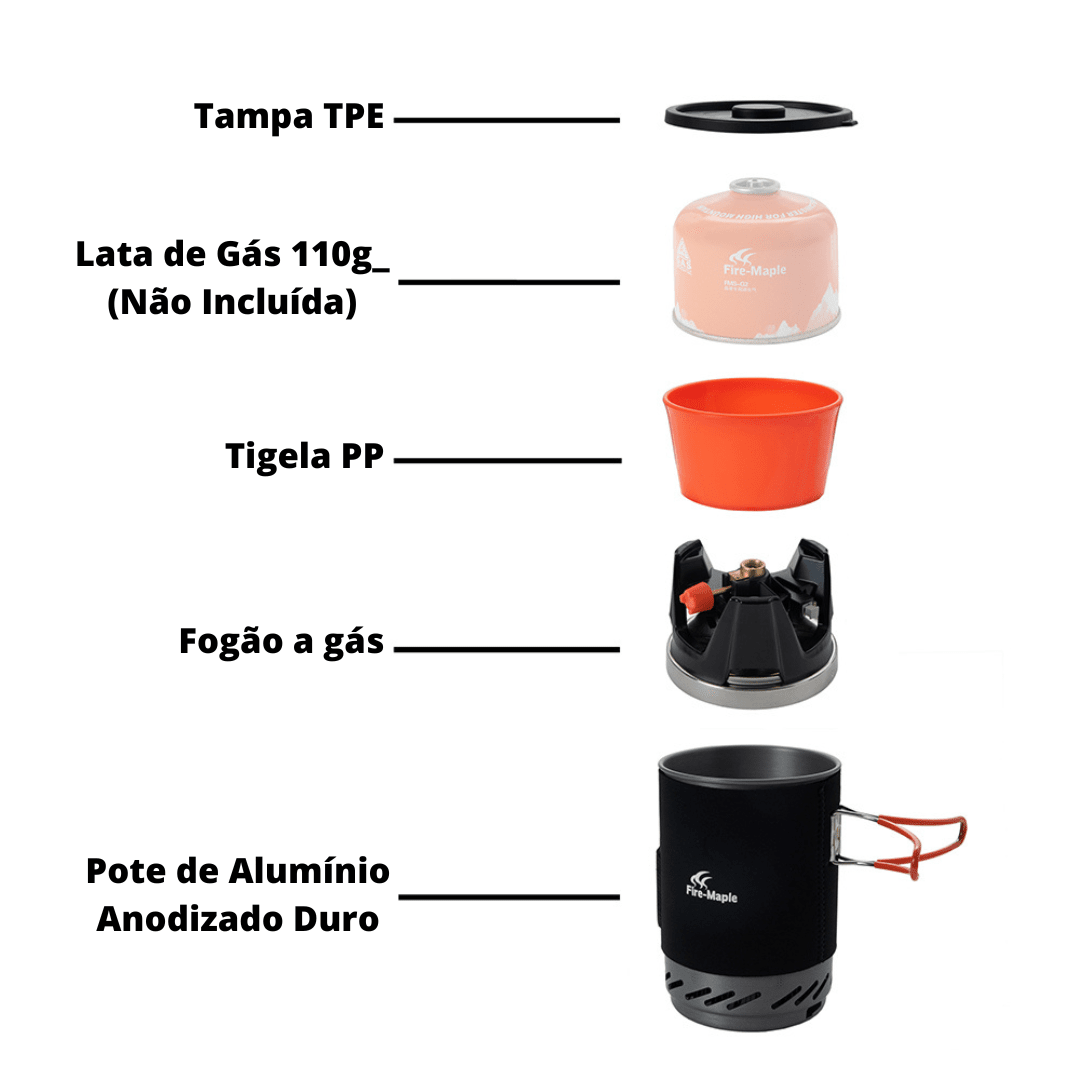 Kit Fogareiro + Potes de Acampamento - FireMaple - PescaAqui