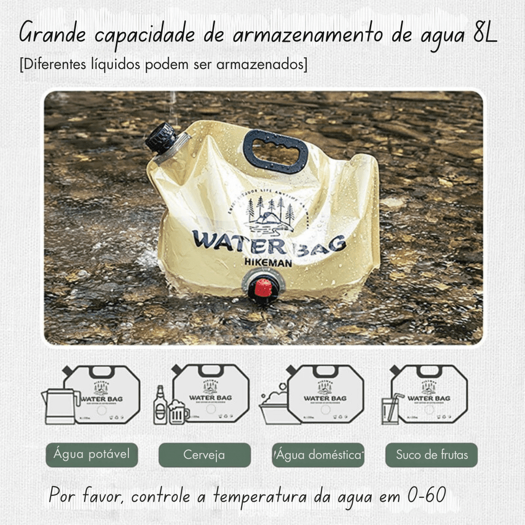 Mini Bolsa de Água Portátil para Camping 8L - Hike Man - PescaAqui