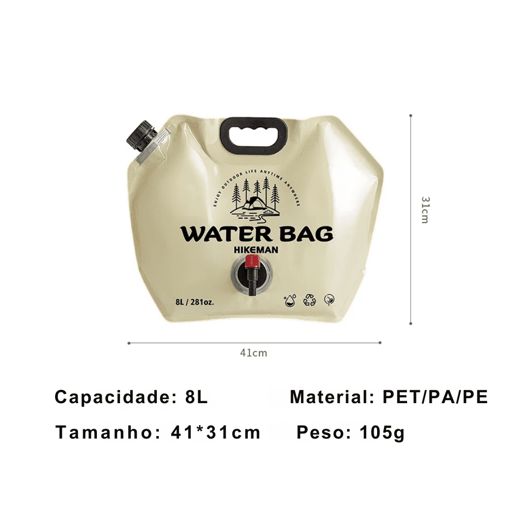 Mini Bolsa de Água Portátil para Camping 8L - Hike Man - PescaAqui
