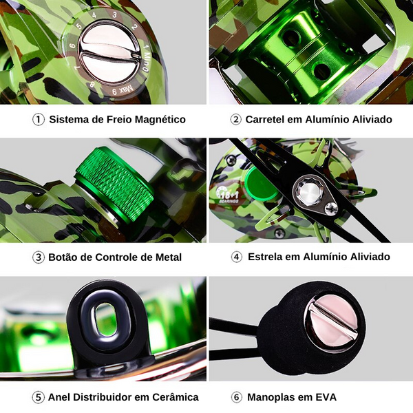 Carretilha de Pesca Pro 18+1 10Kg Drag Camuflada - PescaAqui