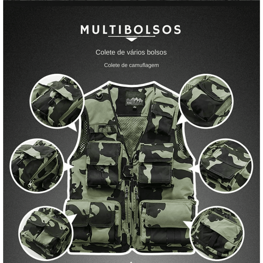 Colete de Pesca Respirável Multi Pocket - PescaAqui