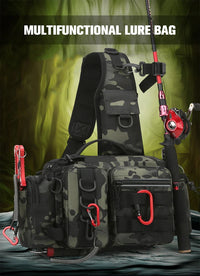 Bolsa Tática para Pesca com Suporte para Vara e Cinta Transversal - PescaAqui