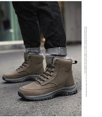 Bota de Couro de Inverno Neve Impermeável Outdoor - PescaAqui